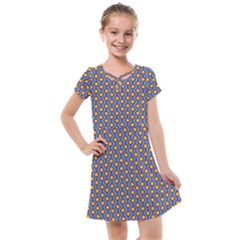 Yellow Circles On A Purple Background Kids  Cross Web Dress by SychEva