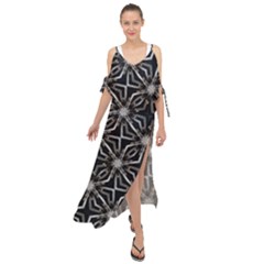 Futuristic Industrial Print Pattern Maxi Chiffon Cover Up Dress by dflcprintsclothing