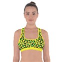 Yellow and green, neon leopard spots pattern Cross Back Sports Bra View1