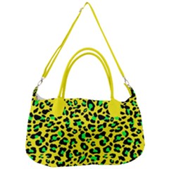 Yellow And Green, Neon Leopard Spots Pattern Removal Strap Handbag by Casemiro