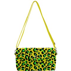 Yellow And Green, Neon Leopard Spots Pattern Removable Strap Clutch Bag by Casemiro