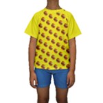 Vector Burgers, fast food sandwitch pattern at yellow Kids  Short Sleeve Swimwear