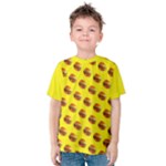 Vector Burgers, fast food sandwitch pattern at yellow Kids  Cotton Tee