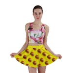 Vector Burgers, fast food sandwitch pattern at yellow Mini Skirt