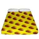 Vector Burgers, fast food sandwitch pattern at yellow Fitted Sheet (Queen Size) View1