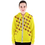 Vector Burgers, fast food sandwitch pattern at yellow Women s Zipper Hoodie