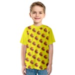 Vector Burgers, fast food sandwitch pattern at yellow Kids  Sport Mesh Tee
