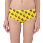 Vector Burgers, fast food sandwitch pattern at yellow Mid-Waist Bikini Bottoms
