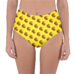 Vector Burgers, fast food sandwitch pattern at yellow Reversible High-Waist Bikini Bottoms