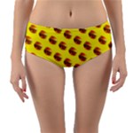 Vector Burgers, fast food sandwitch pattern at yellow Reversible Mid-Waist Bikini Bottoms