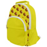 Vector Burgers, fast food sandwitch pattern at yellow Rounded Multi Pocket Backpack