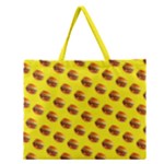 Vector Burgers, fast food sandwitch pattern at yellow Zipper Large Tote Bag