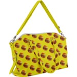 Vector Burgers, fast food sandwitch pattern at yellow Canvas Crossbody Bag