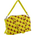 Vector Burgers, fast food sandwitch pattern at yellow Canvas Crossbody Bag View1