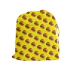 Vector Burgers, fast food sandwitch pattern at yellow Drawstring Pouch (XL)