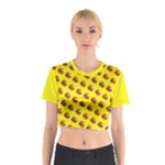 Vector Burgers, fast food sandwitch pattern at yellow Cotton Crop Top