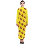 Vector Burgers, fast food sandwitch pattern at yellow Turtleneck Maxi Dress