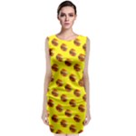 Vector Burgers, fast food sandwitch pattern at yellow Classic Sleeveless Midi Dress