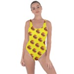 Vector Burgers, fast food sandwitch pattern at yellow Bring Sexy Back Swimsuit