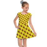 Vector Burgers, fast food sandwitch pattern at yellow Kids  Cap Sleeve Dress