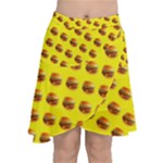 Vector Burgers, fast food sandwitch pattern at yellow Chiffon Wrap Front Skirt