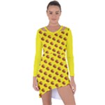 Vector Burgers, fast food sandwitch pattern at yellow Asymmetric Cut-Out Shift Dress