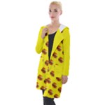 Vector Burgers, fast food sandwitch pattern at yellow Hooded Pocket Cardigan