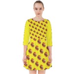 Vector Burgers, fast food sandwitch pattern at yellow Smock Dress