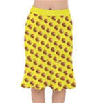 Vector Burgers, fast food sandwitch pattern at yellow Short Mermaid Skirt