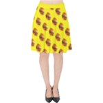 Vector Burgers, fast food sandwitch pattern at yellow Velvet High Waist Skirt