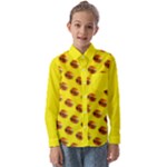 Vector Burgers, fast food sandwitch pattern at yellow Kids  Long Sleeve Shirt