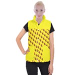 Vector Burgers, fast food sandwitch pattern at yellow Women s Button Up Vest