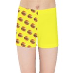 Vector Burgers, fast food sandwitch pattern at yellow Kids  Sports Shorts
