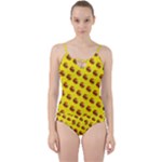 Vector Burgers, fast food sandwitch pattern at yellow Cut Out Top Tankini Set