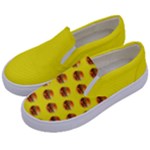 Vector Burgers, fast food sandwitch pattern at yellow Kids  Canvas Slip Ons