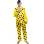 Vector Burgers, fast food sandwitch pattern at yellow Men s Long Sleeve Satin Pajamas Set