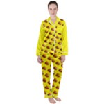 Vector Burgers, fast food sandwitch pattern at yellow Satin Long Sleeve Pajamas Set