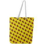 Vector Burgers, fast food sandwitch pattern at yellow Full Print Rope Handle Tote (Large)
