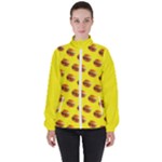 Vector Burgers, fast food sandwitch pattern at yellow Women s High Neck Windbreaker