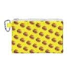 Vector Burgers, fast food sandwitch pattern at yellow Canvas Cosmetic Bag (Medium)