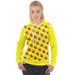Vector Burgers, fast food sandwitch pattern at yellow Women s Overhead Hoodie