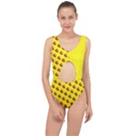 Vector Burgers, fast food sandwitch pattern at yellow Center Cut Out Swimsuit