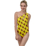 Vector Burgers, fast food sandwitch pattern at yellow To One Side Swimsuit