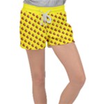 Vector Burgers, fast food sandwitch pattern at yellow Velour Lounge Shorts