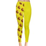 Vector Burgers, fast food sandwitch pattern at yellow Inside Out Leggings