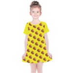 Vector Burgers, fast food sandwitch pattern at yellow Kids  Simple Cotton Dress