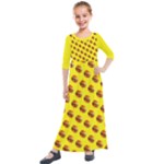 Vector Burgers, fast food sandwitch pattern at yellow Kids  Quarter Sleeve Maxi Dress
