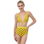 Vector Burgers, fast food sandwitch pattern at yellow Tied Up Two Piece Swimsuit