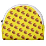 Vector Burgers, fast food sandwitch pattern at yellow Horseshoe Style Canvas Pouch