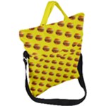 Vector Burgers, fast food sandwitch pattern at yellow Fold Over Handle Tote Bag